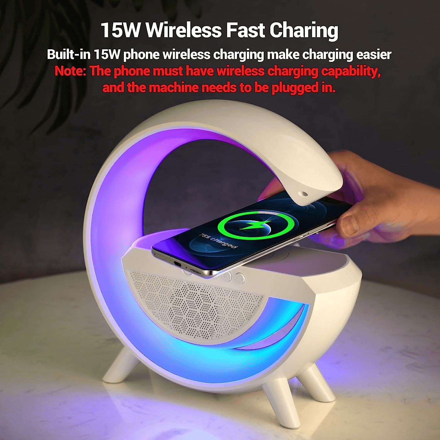 3 In 1 G Smart Station, Multifunctional Wireless Lamp, G LED Table Stand, Dimmable Night Light Touch Lamp Alarm Clock with Music Sync, Home Office Study Bedside Decor Lamp 3 In 1 G Smart Station, Multifunctional Wireless Lamp, G LED Table Stand, Dimmable Night Light Touch Lamp Alarm Clock with Music Sync, Home Office Study Bedside Decor Lamp